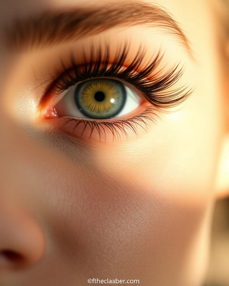 Close-up of softly curled lash extensions in warm light
